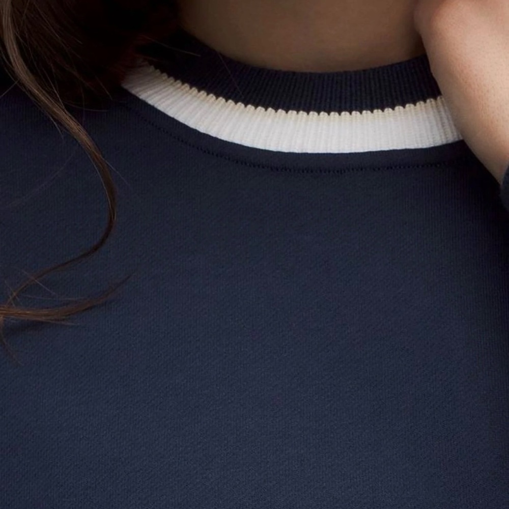 Lululemon Perfectly Oversized Ringer Crew Neck Navy Sweatshirt - Picture 4 of 7